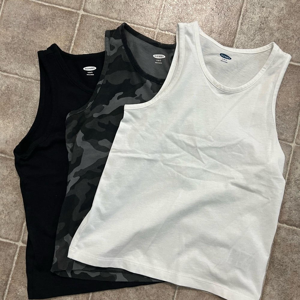 Boys Tank Top Set - Black, Camouflage, and White